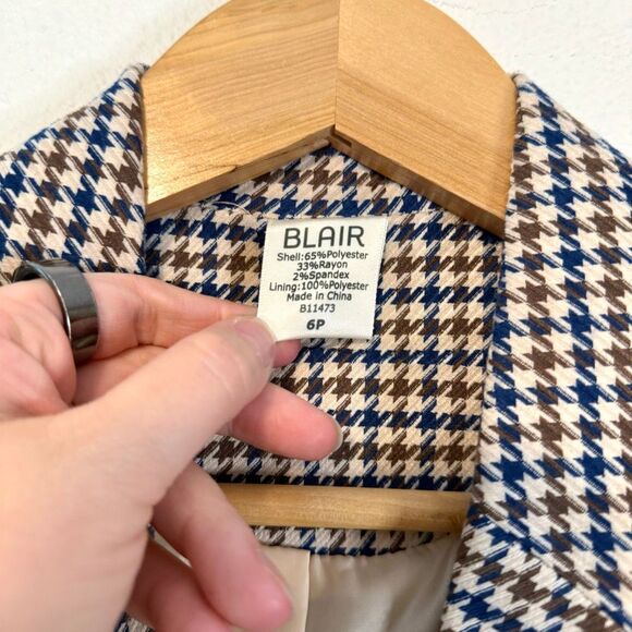 Vintage Blair Houndstooth Multicolor Blazer Size 6 Petite - Picture 4 of 9